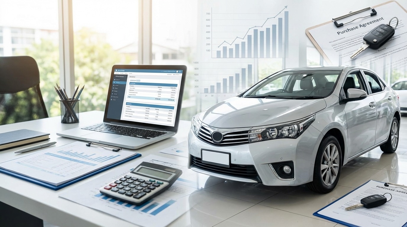 中古車購入時・決算時の仕訳例