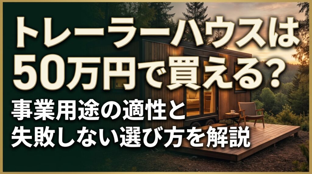 トレーラーハウスは50万円で買える？事業用途の適性と失敗しない選び方を解説