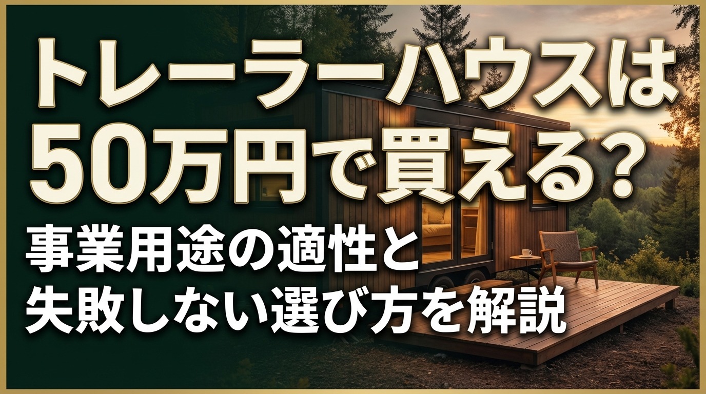 トレーラーハウスは50万円で買える？事業用途の適性と失敗しない選び方を解説