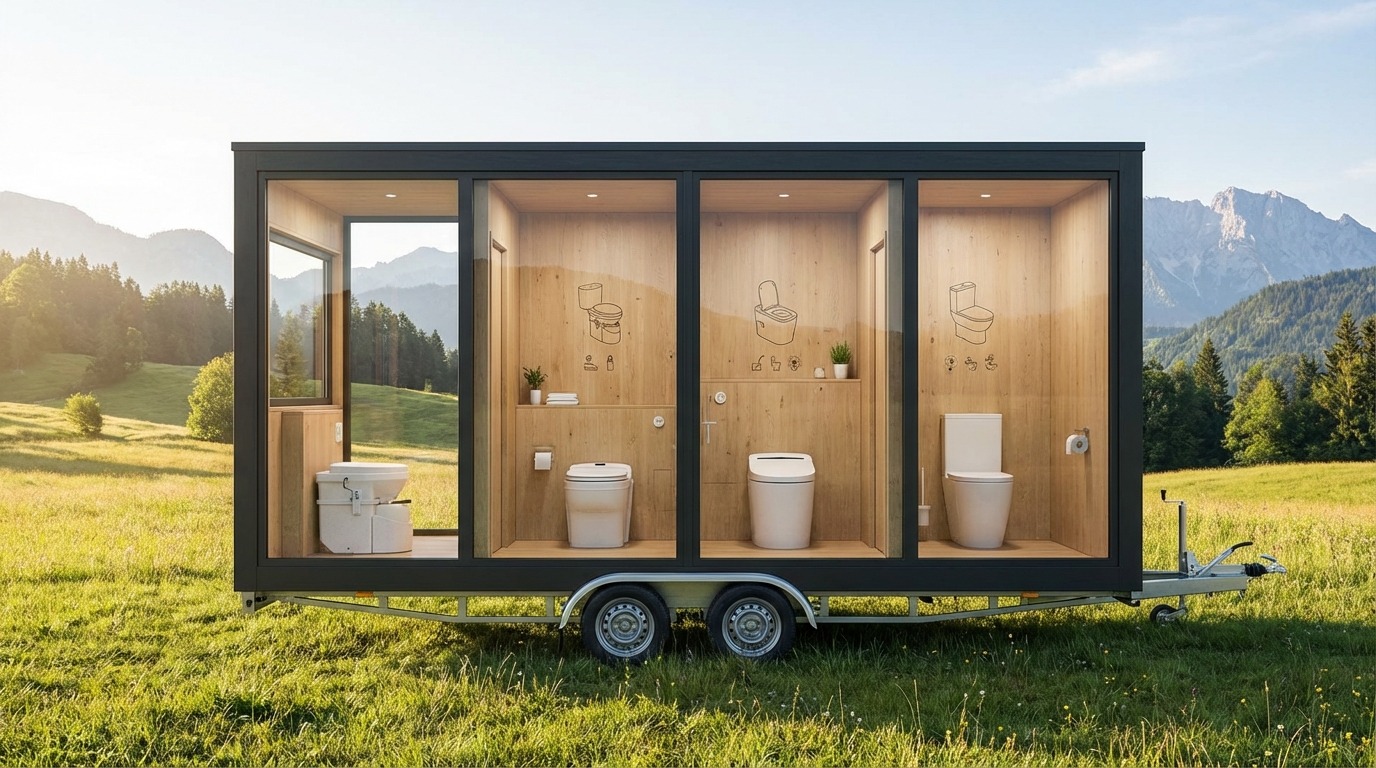 トレーラーハウスに設置できるトイレ4種類の特徴と比較