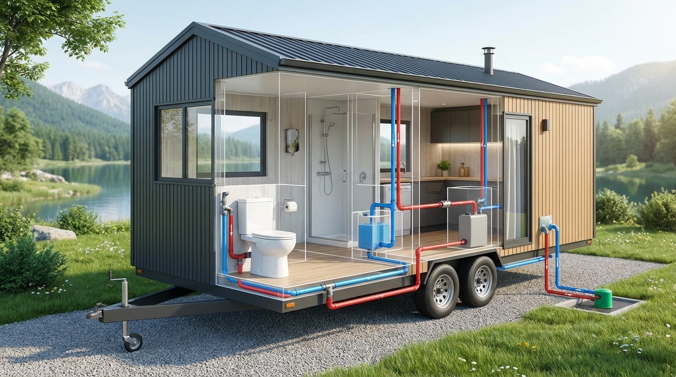 【図解】トレーラーハウスのトイレ給排水接続の仕組み